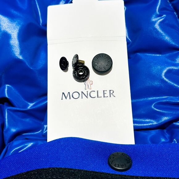 RARE Moncler x Adidas Chambery Down Jacket 3/ L Blue Quilted Side Snap NWT - Picture 14 of 16